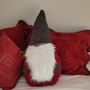 Pottery Barn Red and White Holiday Gnome Pillow